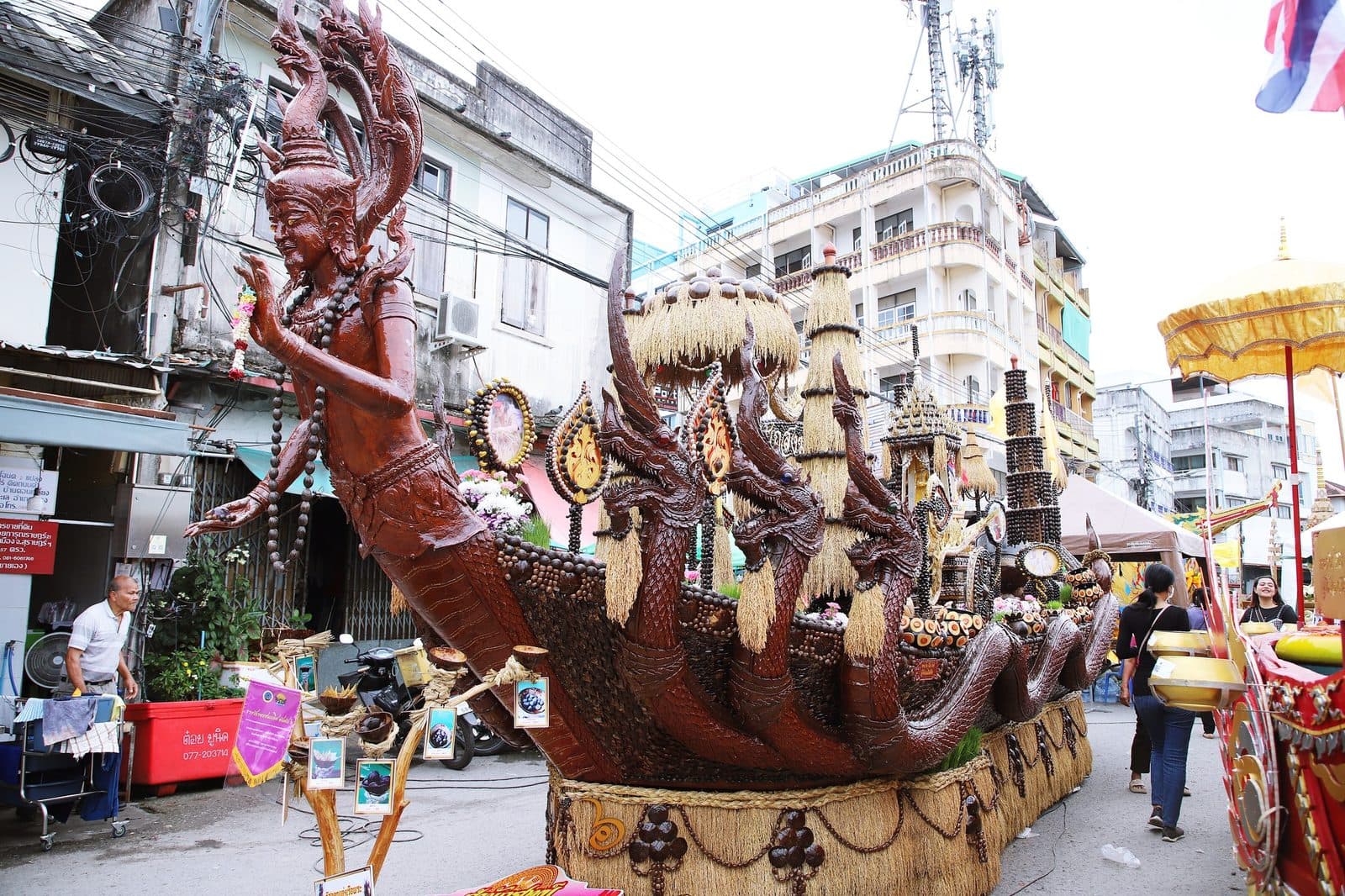 Ruea Phra boat of Samnak Song Tham Khao Sam Na, Chak Phra festival in Surat Thani 2024