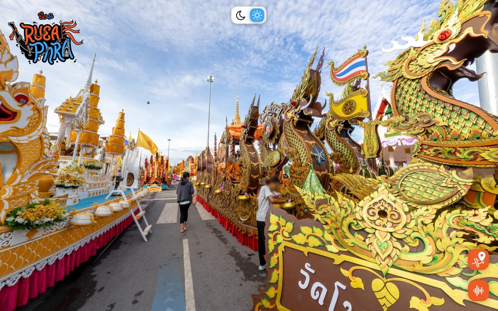 มุมมองปกติของทัวร์ 360 องศา เห็นเรือพระวัดโพธาวาส